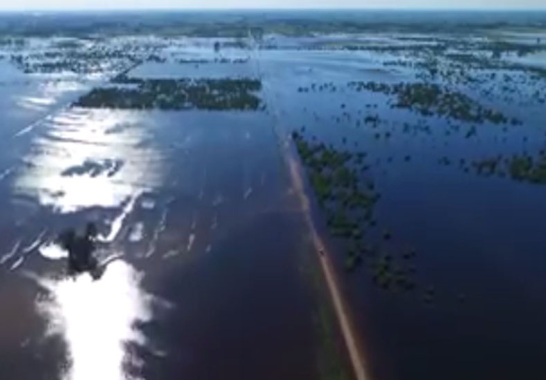 La crecida del río Paraná vista desde el aire